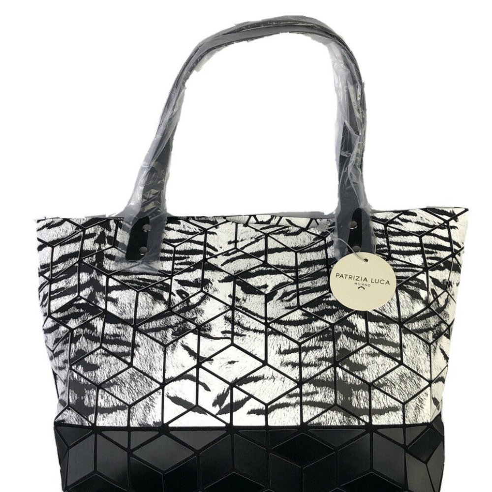 Patrizia Luca Two Tone Zebra Print Geo Tote